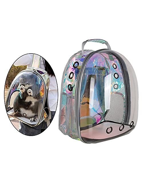 Baoblaze Cat Carrier Backpack Bubble, Rainbow Clear Space Capsule Pet Carrier Backpack for Small Dog and Puppy, Dog Backpack Carrier for Travel and Hiking