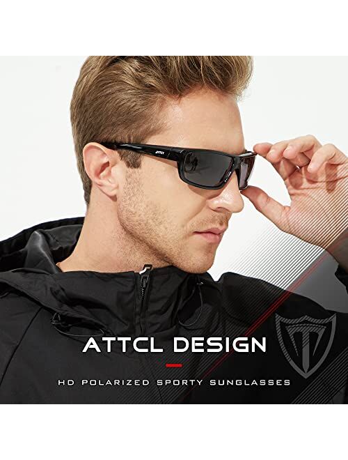 ATTCL Polarized Wrap Sunglasses For Men - Fishing Sports Glasses 100% UV Protection