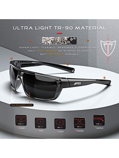 ATTCL Polarized Wrap Sunglasses For Men - Fishing Sports Glasses 100% UV Protection