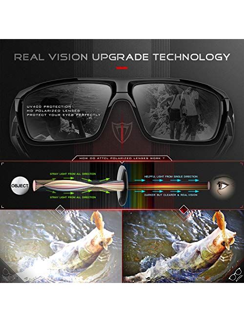 ATTCL Polarized Wrap Sunglasses For Men - Fishing Sports Glasses 100% UV Protection