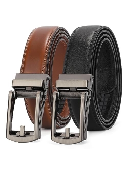 XZQTIVE Men's Ratchet Belt for Dress 2Pack Slid Leather Belt with Automatic Click Buckle