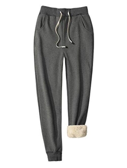 Gihuo Women's Sherpa Lined Sweatpants Winter Jogger Sweatpants