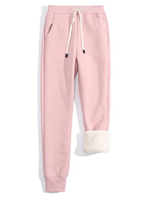 Gihuo Women's Sherpa Lined Sweatpants Winter Jogger Sweatpants