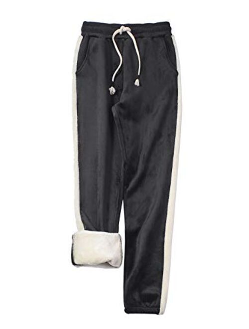 Gihuo Women's Winter Fleece Sherpa Lined Track Jogger Pants Sweatpants