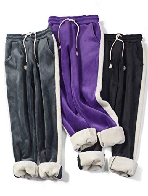 Gihuo Women's Winter Fleece Sherpa Lined Track Jogger Pants Sweatpants