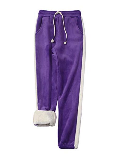 Gihuo Women's Winter Fleece Sherpa Lined Track Jogger Pants Sweatpants