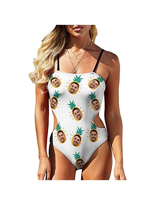 Interestprint Custom Face on American Flag Sexy Women's New Open Waist One Piece Swimsuits Personalized Swimwear Bathing Suit