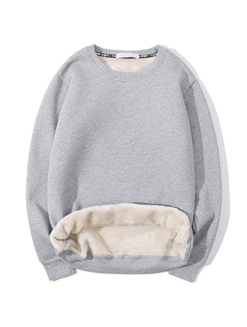 Gihuo Men's Warm Crew Neck Sherpa Lined Pullover Sweatshirt