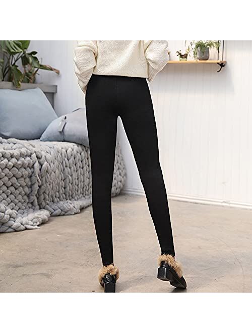 Hixiaohe Women's Casual Sherpa Fleece Lined Warm Leggings Thicken Thermal Tight Pants