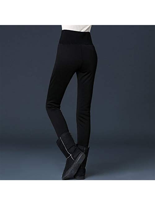 Hixiaohe Women's Casual High Waist Sherpa Fleece Lined Leggings Thicken Warm Skinny Pants