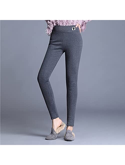 Hixiaohe Women's Casual Warm Sherpa Fleece Lined Leggings Ultra Soft Skinny Pants