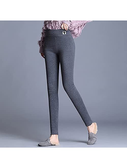 Hixiaohe Women's Casual Warm Sherpa Fleece Lined Leggings Ultra Soft Skinny Pants