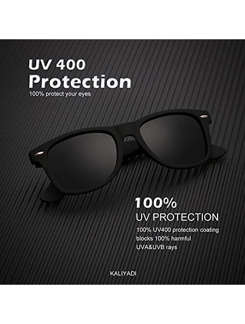 Kaliyadi Polarized Sunglasses for Men and Women Matte Finish Sun glasses Color Mirror Lens 100% UV Blocking (3 Pack)