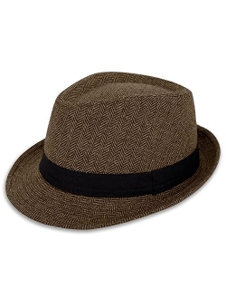 Simplicity Fedora for Men Women Unisex Men's Women's Classic Manhattan Structured Gangster Trilby Fedora Hat