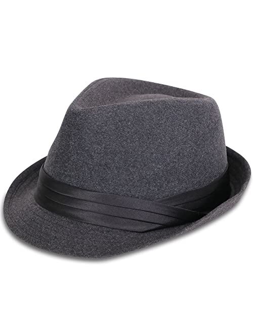 Simplicity Fedora for Men Women Unisex Men's Women's Classic Manhattan Structured Gangster Trilby Fedora Hat