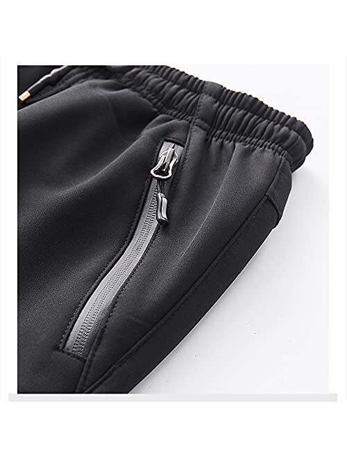 Hixiaohe Men's Winter Sherpa Fleece Lined Softshell Pants Outdoor Snow Ski Insulated Pants-Water and Wind-Resistant