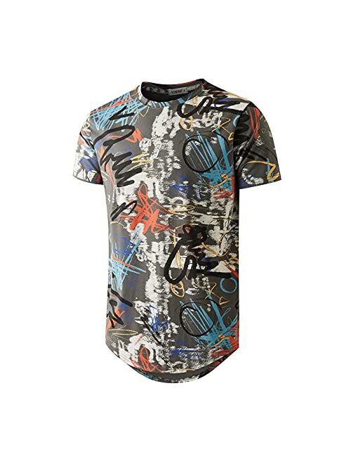 YININF Mens Hipster Hip Hop All Over Graphic Long Sleeves T-Shirt