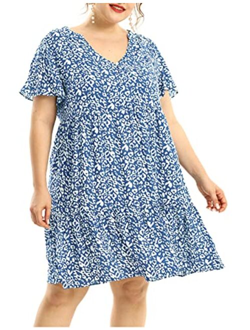 Shiaili Light Plus Size Dresses for Women Flowy Ruffle Modest Dress