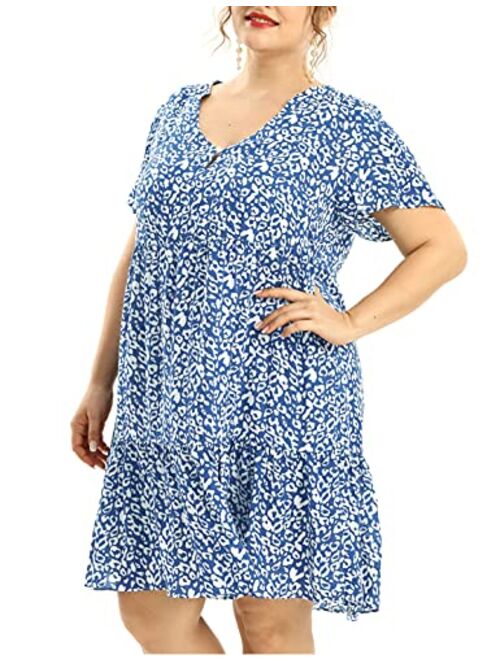 Shiaili Light Plus Size Dresses for Women Flowy Ruffle Modest Dress