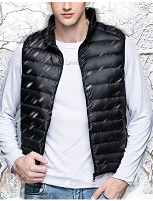 Flygo Men's Outdoor Lightweight Packable Puffer Vest Sleeveless Casual Work Down Vests