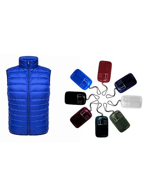 Flygo Men's Outdoor Lightweight Packable Puffer Vest Sleeveless Casual Work Down Vests