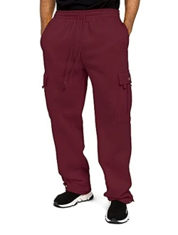 G-Style USA Men's Solid Fleece Heavyweight Cargo Pants