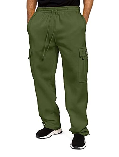 G-Style USA Men's Solid Fleece Heavyweight Cargo Pants