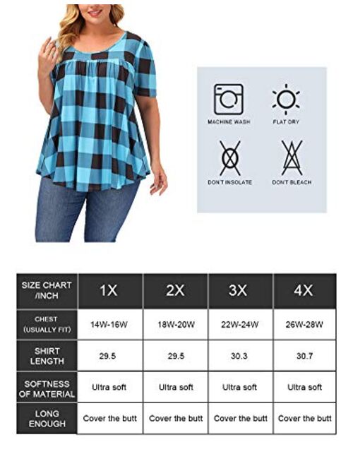 ALLEGRACE Women Plus Size Blouses for Work Office Short Sleeve Summer Blouse Tops