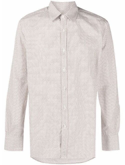 Canali spot-print long-sleeved shirt