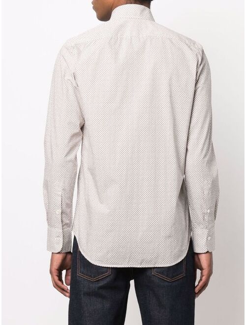 Canali spot-print long-sleeved shirt