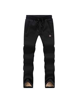 Hixiaohe Men's Winter Casual Fleece Sherpa Lined Pants Jogger Sweatpants