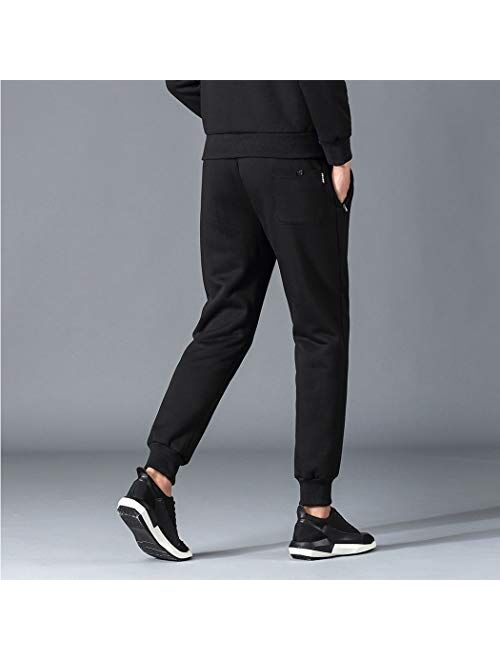 Hixiaohe Mens Winter Sherpa Fleece Lined Tapered Sweatpants Active Running Pants