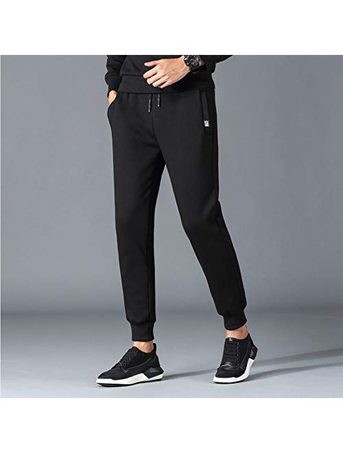 Hixiaohe Mens Winter Sherpa Fleece Lined Tapered Sweatpants Active Running Pants