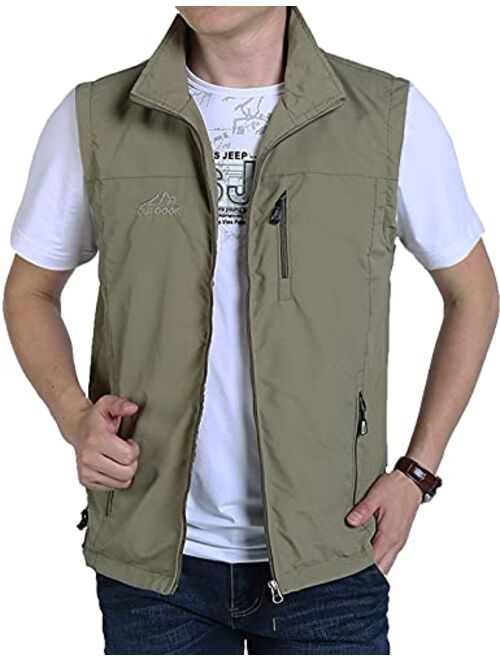 Hixiaohe Men's Causal Lightweight Outdoor Vest Fishing Travel Photo Safari Vest