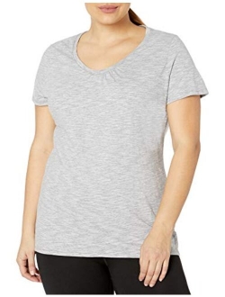 Women's Short Sleeve Shirred V-Neck Tee