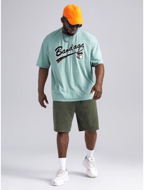 Shein Extended Sizes Men Letter Graphic Tee & Shorts Set