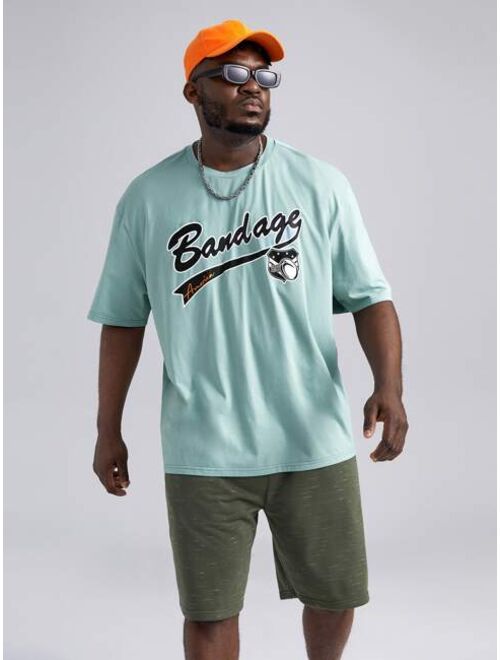 Shein Extended Sizes Men Letter Graphic Tee & Shorts Set