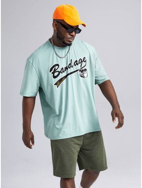 Shein Extended Sizes Men Letter Graphic Tee & Shorts Set