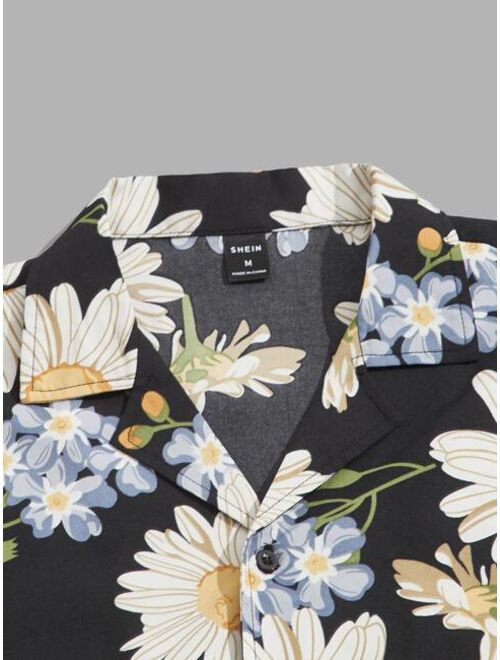 SHEIN Men Floral Print Shirt & Shorts Set