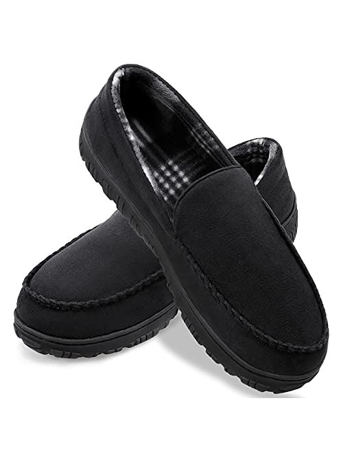 shoeslocker Mens Slippers Microsuede Moccasin Memory Foam House Shoes