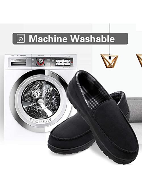 shoeslocker Mens Slippers Microsuede Moccasin Memory Foam House Shoes