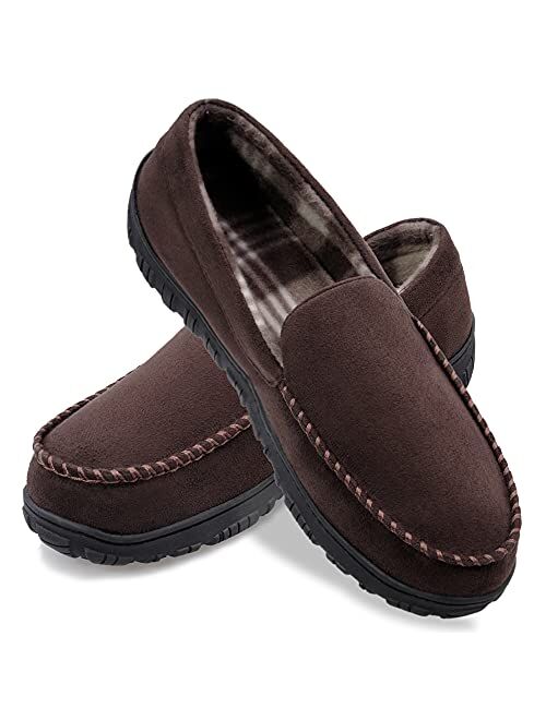 shoeslocker Mens Slippers Microsuede Moccasin Memory Foam House Shoes