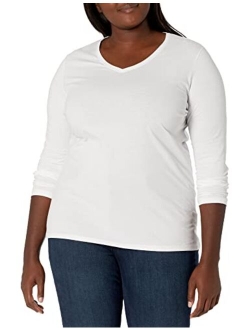 Women's Plus Size Vneck Long Sleeve Tees