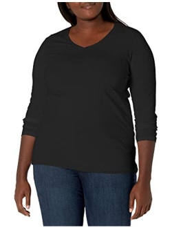 Women's Plus Size Vneck Long Sleeve Tees