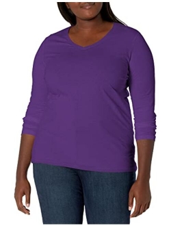 Women's Plus Size Vneck Long Sleeve Tees