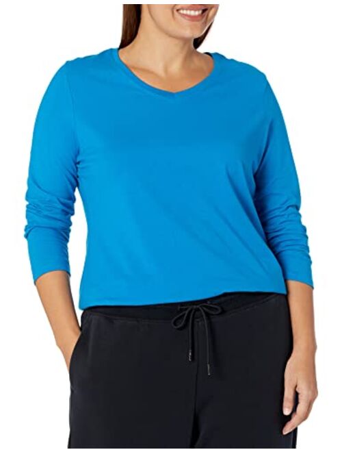 JUST MY SIZE Women's Plus Size Vneck Long Sleeve Tees