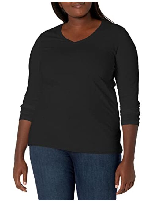 JUST MY SIZE Women's Plus Size Vneck Long Sleeve Tees