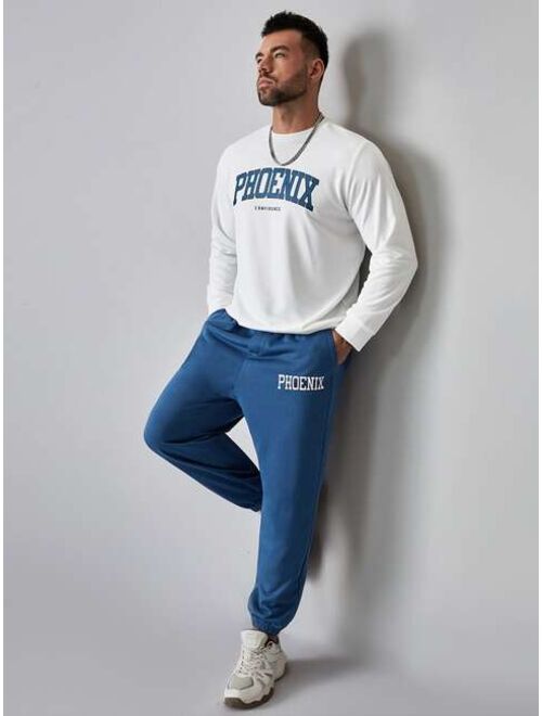 Shein Extended Sizes Men Letter Graphic Pullover & Sweatpants