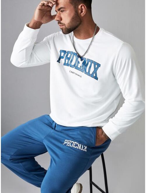 Shein Extended Sizes Men Letter Graphic Pullover & Sweatpants