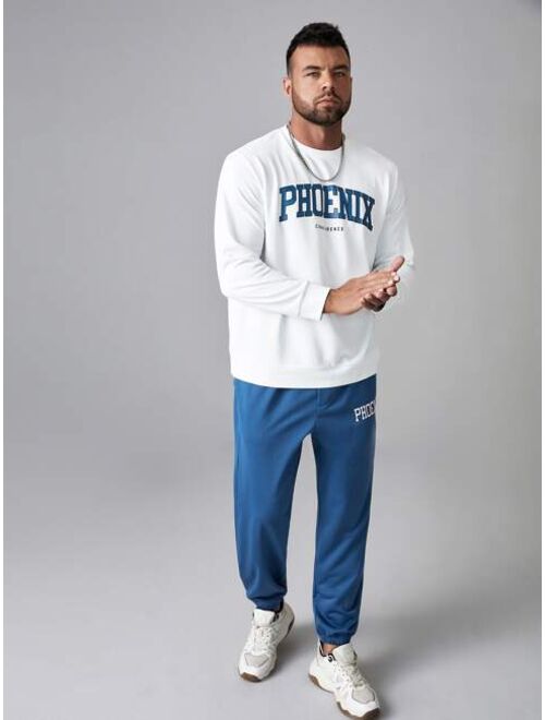 Shein Extended Sizes Men Letter Graphic Pullover & Sweatpants